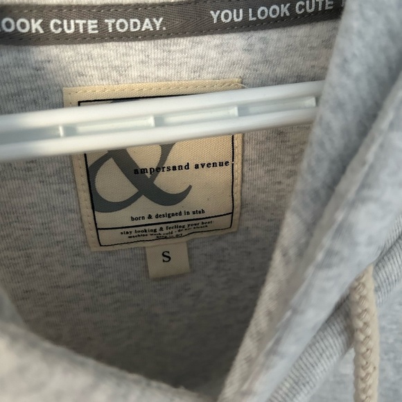 AMPERSAND AVE Gray Hoodie with Floral Accents - Picture 2 of 6